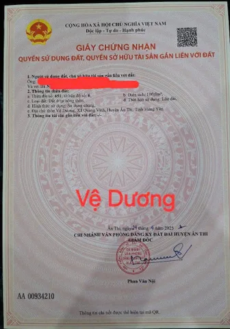 100m2 Đấu giá Vệ Dương - Quang Vinh Ân Thi