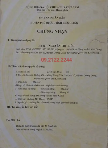 Bán nhà 242.6m² ngang 5.9m giá 6.5 tỷ tại Đường Cách Mạng Tháng 8 Đặc khu Phú Quốc
