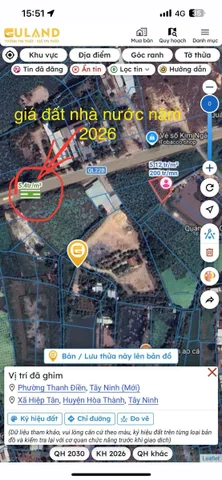Bán Đất 977m2 có sẵn 255 m2 thổ cư giá 5 tỷ tại Đường Quốc lộ 22B Phường Thanh Điền Tây Ninh