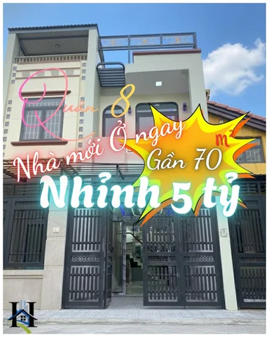 NHÀ MỚI Ở NGAY Q.8, GẦN 50m², NHỈNH 5 TỶ, HẺM 3.5m NHÀ CHÍNH CHỦ 0918846608