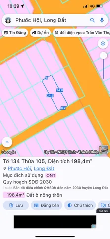 Bán đất 208.4m² có sẵn 199.8m² thổ cư ngang 8m giá 2.5 tỷ tại Xã Phước Hải