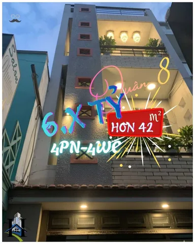 NHÀ DÀI 13m ở Q.8, HƠN 42m², 4 TẦNG, 6.x TỶ, 4 PN, 4 WC, DƯƠNG BÁ TRẠC 0918846608