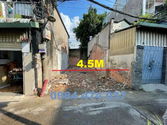 Bán lô đất Lê Thị Riêng Phường Thới An Quận 12, hẻm xe hơi 1 sẹt, DT: 4.5x19 85m2 nở hậu, phù hợp xây CHDV, nhà ở