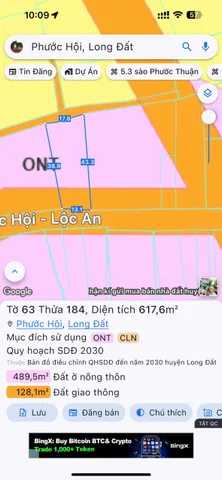Bán đất 624m² có sẵn 100m² thổ cư ngang 13.1m giá 4.9 tỷ tại Xã Phước Hải