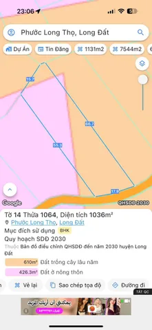 Bán đất 1075.1m² ngang 17.9m giá 899 triệu tại Xã Đất Đỏ