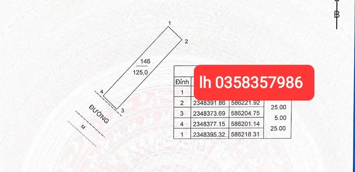 Bán đất 125m² full thổ cư ngang 5m giá 6.3 tỷ tại Xã Sóc Sơn