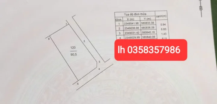 Bán đất 90.5m² full thổ cư ngang 7.54m giá 3.21 tỷ tại Xã Nội Bài