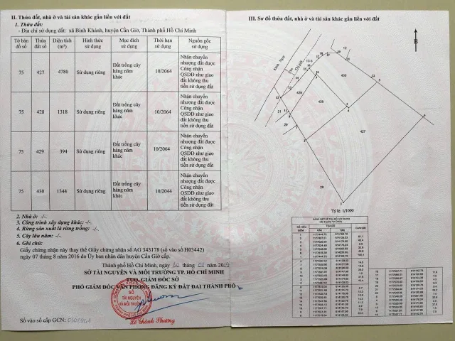 Bán đất 11000m² có sẵn 000m² thổ cư ngang 50m giá 20.35 tỷ tại Xã Bình Khánh