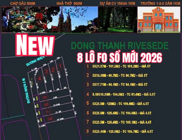 🟥8 nền F0 sổ mới 2026 diện tích đẹp 5x25=125m² có sẵn 100m² thổ cư giá 4.4 tỷ tại Xã Đông Thạnh