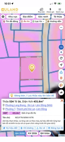 Bán đất 350m² full thổ cư ngang 20m giá 16 tỷ tại Phường Lang Biang - Đà Lạt