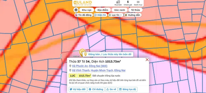 Bán đất 1013.7m² có sẵn 500m² thổ cư ngang 10m giá 2 tỷ tại Đường Nguyễn Hữu Cảnh Xã Phước An