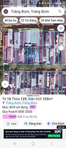 Bán  lô  đất   đường  Lê Đại Hành thị trấn trảng bom có 2 lô liền kề