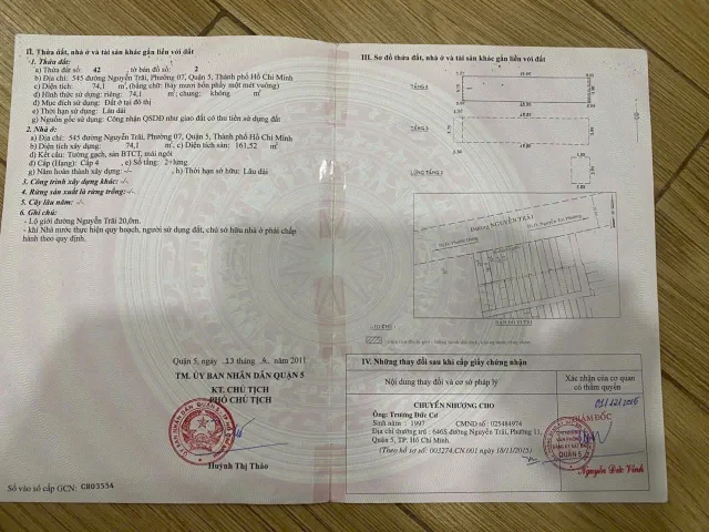 Bán nhà 545 NGUYỄN TRÃI, P7, QUẬN 5 – Giá 27 tỷ