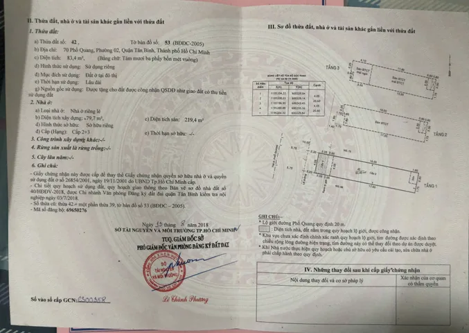 Bán nhà 70 Phổ Quang , Phường 2 , Quận Tân Bình – Giá 28 tỷ