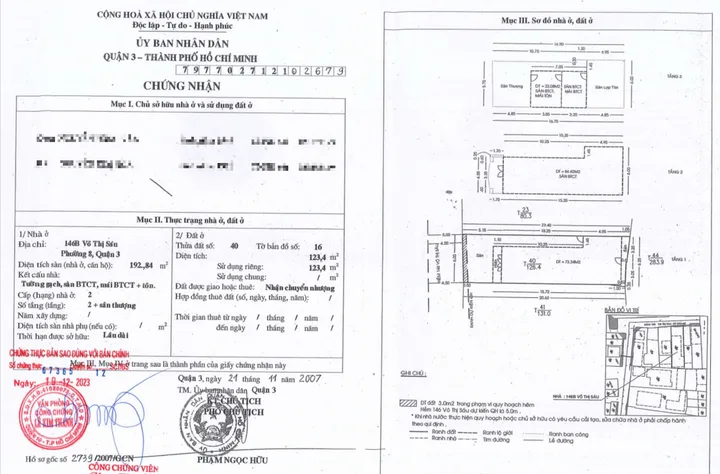 Bán nhà 146/6C Võ Thị Sáu, P. Võ Thị Sáu, Q.3 – Giá 34,5 tỷ