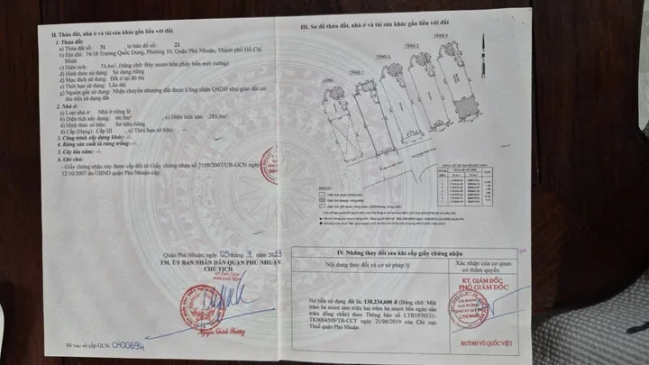 Bán nhà 74/38 Trương Quốc Dung, Phường 10, Quận Phú Nhuận – Giá 25,2 tỷ