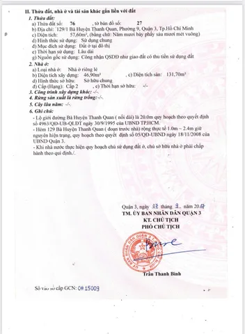 Bán nhà 129 Bà Huyện Thanh Quan, P.9, Q.3 – Giá 75 tỷ