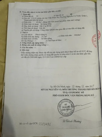 Bán nhà 115/29 Trần Đình Xu, Phường Nguyễn Cư Trinh, Quận 1 – Giá 27 tỷ