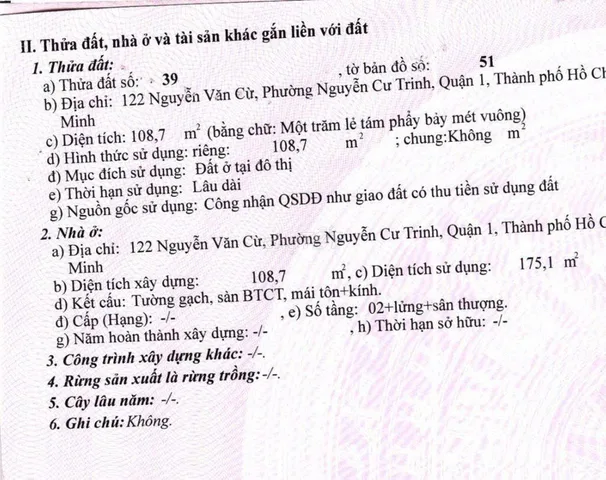 Bán nhà Nguyễn Văn Cừ, P. Nguyễn Cư Trinh, Quận 1 – Giá 49,9 tỷ