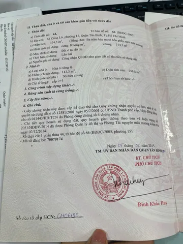 Bán nhà Trần Thị Trọng, P15, Tân Bình – Giá 45 tỷ