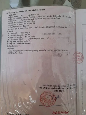 Bán nhà Lê Văn Sỹ, Phường 13, Quận Phú Nhuận – Giá 11 tỷ