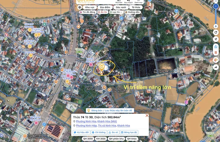 Bán đất 273m² full thổ cư ngang 7,2m giá 6.7 tỷ tại Phường Ninh Hòa, đã tách thửa và đầy đủ giấy tờ.