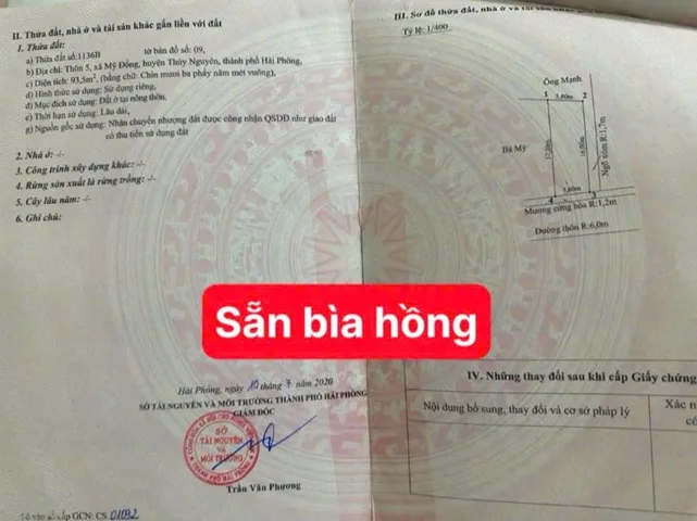 Bán 93.5 m Lô Góc đường trải nhựa thông các ngả ở Mỹ Đồng. L/h:076.231.9990 em Thúy