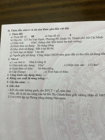 Bán nhà Sư Vạn Hạnh, P. 9, Q10 – Giá 13,3 tỷ