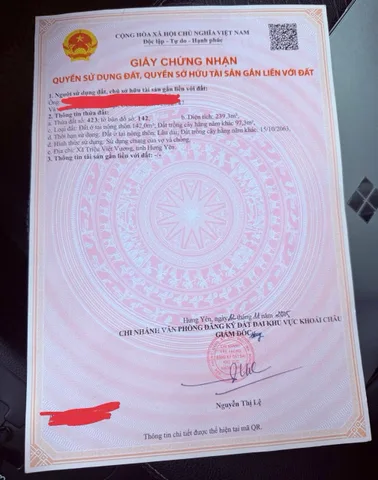 239m2 An Vỹ Khoái Châu
Mặt 10m - Hậy 10,5m