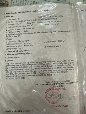Bán nhà Mặt tiền Bàu Cát, P.11, Tân Bình – Giá 27 tỷ