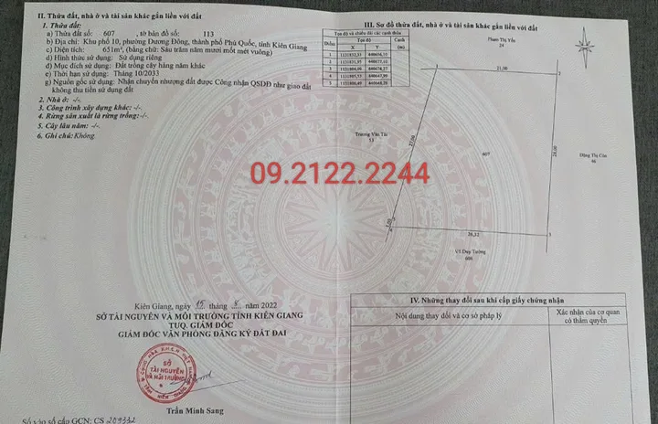 Bán đất 651.1m² ngang 28m giá 3.8 tỷ tại Đường Cách Mạng Tháng 8 Đặc khu Phú Quốc