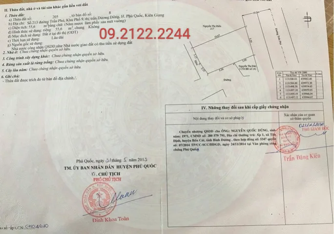 Bán đất 55.7m² full thổ cư ngang 6m giá 5.25 tỷ tại Đường Trần Phú Đặc khu Phú Quốc