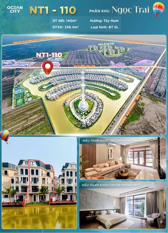 Biệt thự Ngọc Trai 1-110 140m² view hồ – Vinhomes Ocean Park 2 – Giá 30,5 tỷ