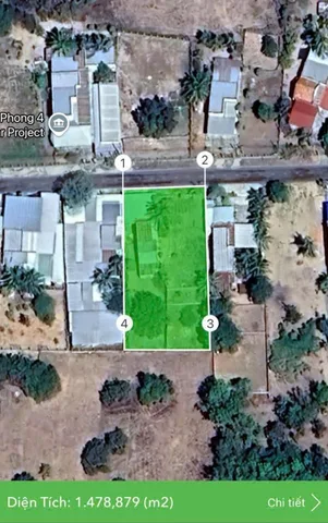 Bán đất 1477m² có sẵn 800m² thổ cư ngang 27m giá 4 tỷ tại Xã Hòa Thắng