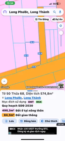 Bán đất 1200m² có sẵn 100m² thổ cư ngang 16m giá 17 tỷ tại Xã Long Phước