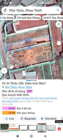 Bán đất 98m² full thổ cư ngang 4m giá 1.6 tỷ tại Phường Phú Thủy