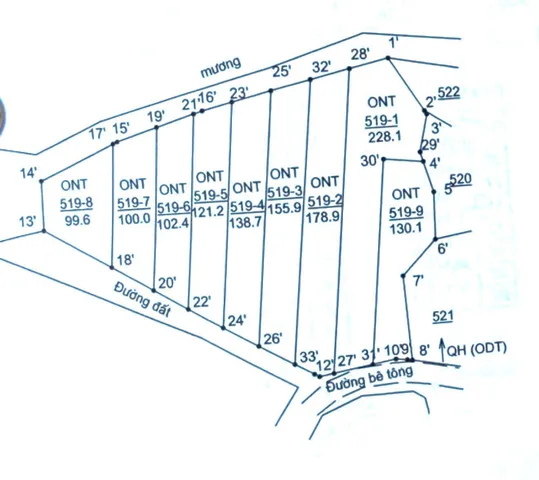 LH: 0938156791 Hiếu. 
Mỡ bán lock 9 lô full thổ thôn phước lý , Ninh Bình ( Tân Định ) 
DT 99,6m2 đến 228m2 
Hiện trạng MT bê tông . Dân cư hiện hữu 
Giá 4xxtr đến 5xxtr