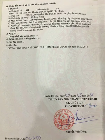 Bán đất thổ cư mặt tiền đường Bình Mỹ 235m2 giá chỉ 27 triệu/m2