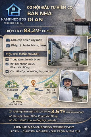 Đừng mua nhà hãy mua “VỊ TRÍ” ở Dĩ An! 83m2 ngang 4.9 giá 3.5 tỷ