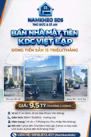 MẶT TIỀN KINH DOANH 150M2 FULL THỔ - KDC VIỆT LẬP AN BÌNH DĨ AN