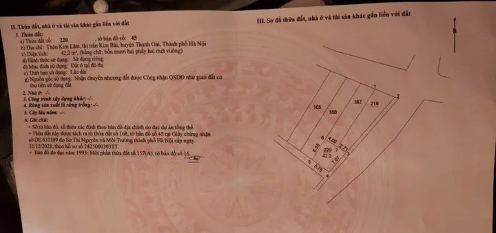 Bán đất 42m² full thổ cư ngang 6,7m tại Đường Xóm Đình Xã Thanh Oai