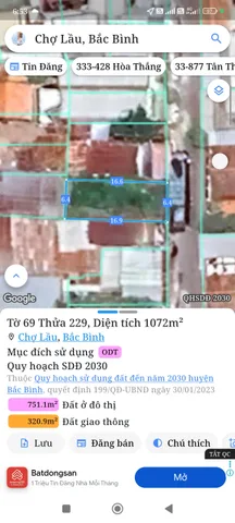 Bán đất 107,4m² full thổ cư ngang 6,4m giá 1.19 tỷ tại Xã Bắc Bình