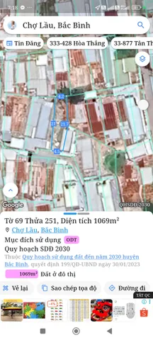 Bán đất 106,9m² full thổ cư ngang 5m giá 590 triệu tại Xã Bắc Bình