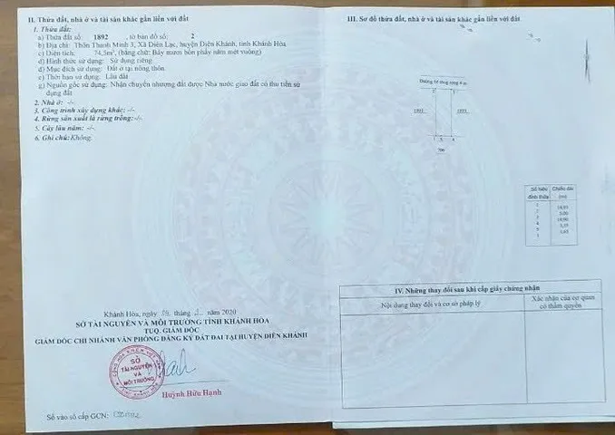Bán 2 lô đất 5x15, full thổ cư Diên Lạc