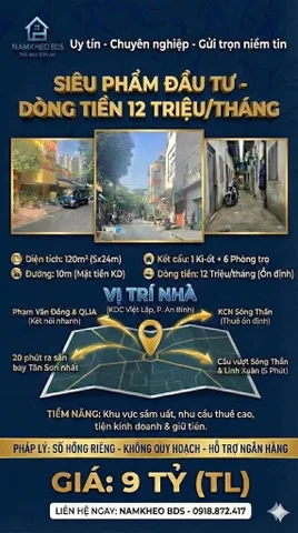 KHU DÂN CƯ VIỆT LẬP , AN BÌNH DĨ AN SIÊU PHẨM KINH DOANH VÀ ĐẦU TƯ DÒNG TIỀN 120M2 9 TỶ