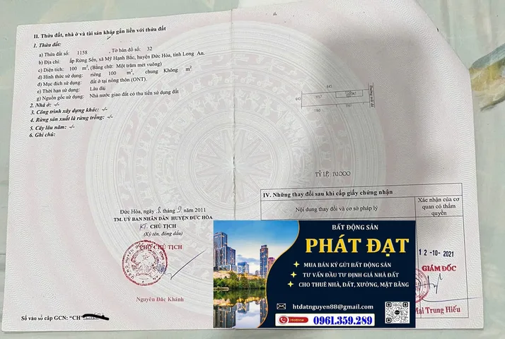 Bán đất 500m² full thổ cư 100m2 và 400m2 đất trồng cây lâu năm ngang 10m giá 3.3 tỷ tại Xã Đức Lập