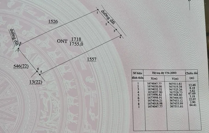 Bán đất 3588m² có sẵn 2411m² thổ cư ngang 124,56m giá 2 tỷ tại Xã Trà Giang
