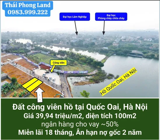 BÁN lô đất view công viên 100m2 và hồ tại Quốc Oai, Hà Nội gía 3 tỷ