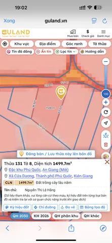 Bán đất 1499.7m² có sẵn 1499m² thổ cư ngang 23m giá 5 tỷ tại Đặc khu Phú Quốc