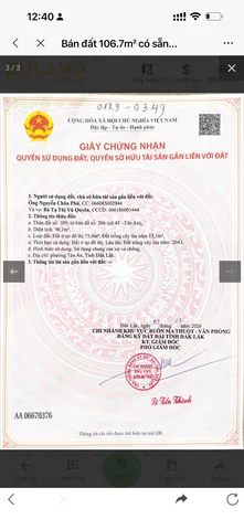 Bán đất 90.1m² có sẵn 40m² thổ cư ngang 4.8m giá 2.39 tỷ tại Phường Tân An